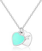 Tiffany Blue Double Heart Tag Pendant